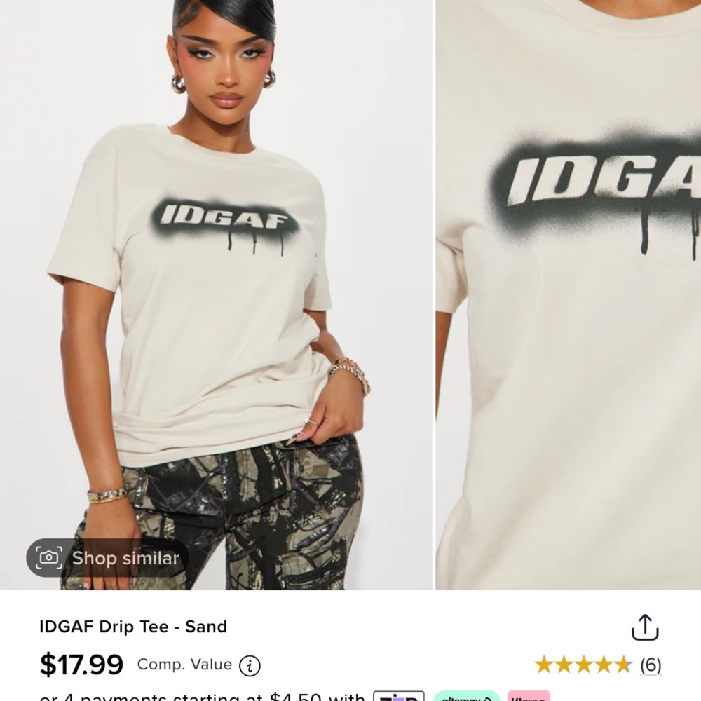 Fashion Nova IDGAF Drip Tee - Sand